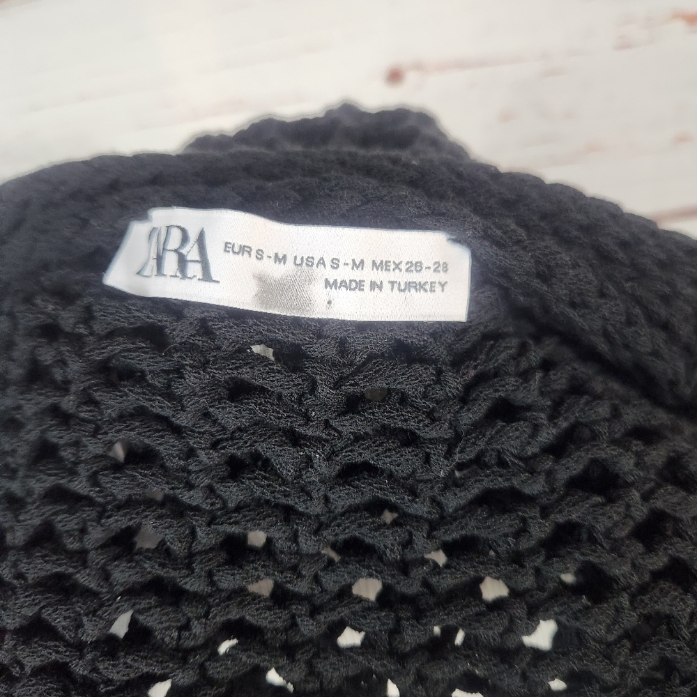 ZARA Black Crochet Sweater Or Cover-Up (S/M) - Picture 7 of 8
